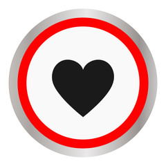 Heart Icon Vector. Round icon, flat design.