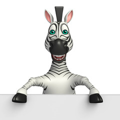 Fototapeta na wymiar fun Zebra cartoon character with board