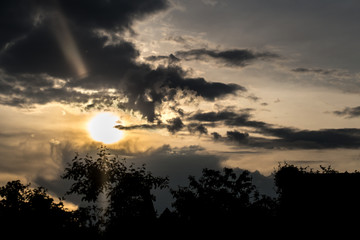 Fototapeta premium beautiful evening sunset in the village
