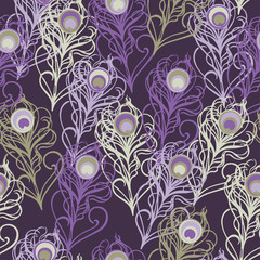Ethnic boho seamless pattern with peacock feathers. Print. Repeating background. Cloth design, wallpaper.