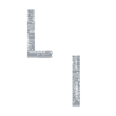 Circuit board alphabet letter L Vector Illustration