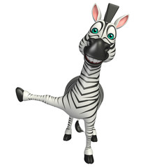 Fototapeta na wymiar fun pointing Zebra cartoon character