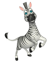 Fototapeta na wymiar fun jump Zebra cartoon character