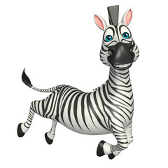 Fototapeta na wymiar fun run Zebra cartoon character