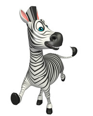 Naklejka na ściany i meble fun run Zebra cartoon character