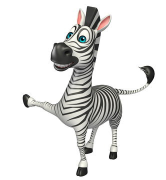 fun pointing Zebra cartoon character