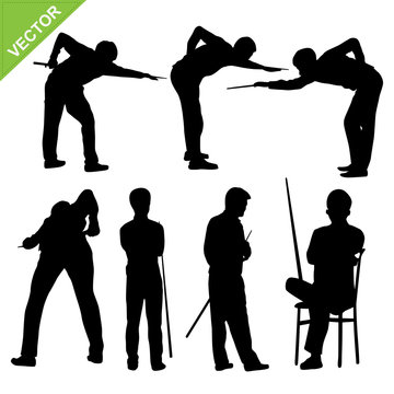 Snooker player silhouettes vector