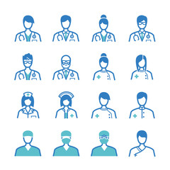 Medical staff icons set