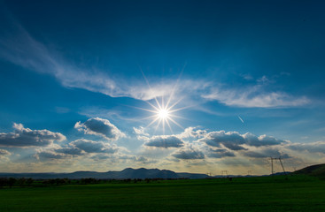 Obraz premium grass field and blue sky