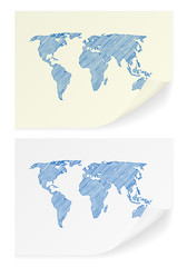 Scribble world map on a white background.