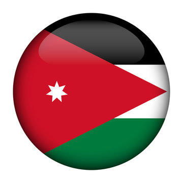 Round glossy Button with flag of Jordan