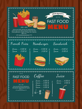 Fast food restaurant menu vector