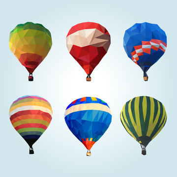 Hot air balloon polygon vector