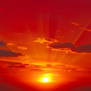 Fototapeta Bright red sunrise