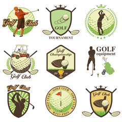 golf labels, badges and emblems
