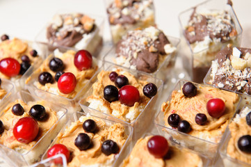 Delicious sweet buffet with cupcakes. Sweet holiday buffet with