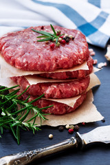 Fresh raw burger cutlets