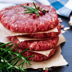 Fresh raw burger cutlets