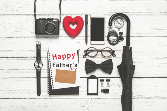 Father's Day concept, Flat lay photography of essentials busines