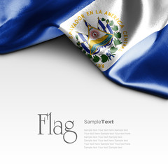 Fototapeta premium Flag of El Salvador on white background. Sample text.