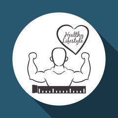 Healthy lifestyle design. Bodybuilding illustration. white backg