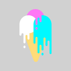 Ice cream dripping paint. Vector illustration.