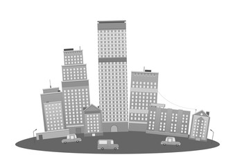 Naklejka premium Modern Metropolis City Skyscrapers Skyline