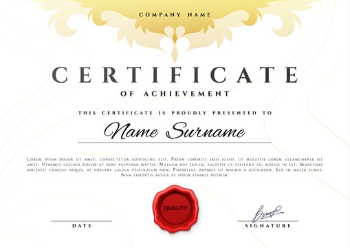 Ready design certificate for promotion with red sealing wax.