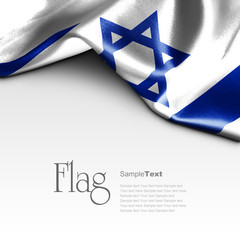 Flag of Israel on white background. Sample text. - 111873129