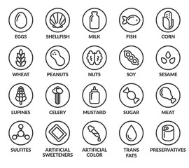 Allergens icon set