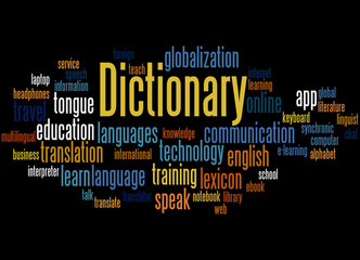 Dictionary, word cloud concept 2