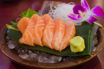 fresh salmon sashimi