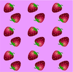 /  Pattern of strawberry on a pink background