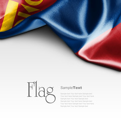 Fototapeta na wymiar Flag of Mongolia on white background. Sample text.