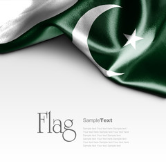Flag of Pakistan on white background. Sample text. - obrazy, fototapety, plakaty
