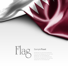 Flag of Qatar on white background. Sample text.