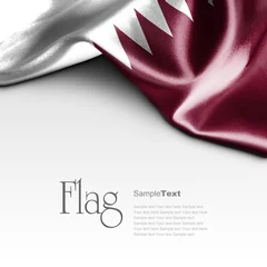 Fotobehang Flag of Qatar on white background. Sample text. © Zerophoto