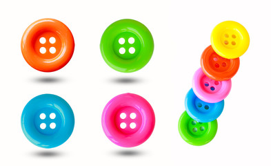Colorful buttons isolated on white background.