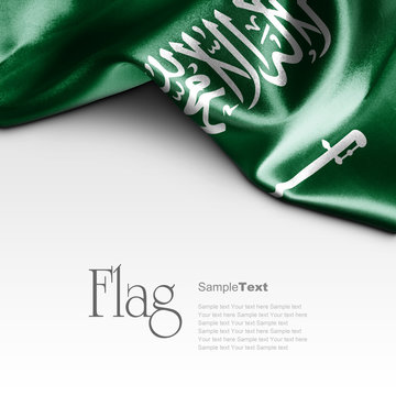 Flag of Saudi Arabia on white background. Sample text.