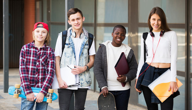 Teenage students close to university