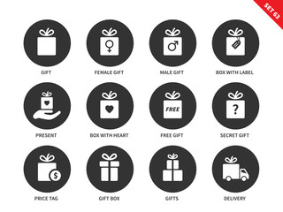 Presents icons on white background