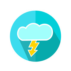Cloud and Lightning Icon. Weather Storm Forecast. Vector Illustration.