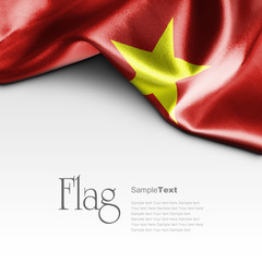 Flag of Vietnam on white background. Sample text.