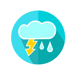 Cloud , Rain and Lightning Icon. Weather Storm Forecast. Vector Illustration.