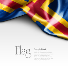 Flag of Aland on white background. Sample text.