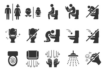 Toilet Public Sign Symbol Icon Pictogram - obrazy, fototapety, plakaty