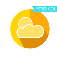 Cloud and Sun Icon. Weather Sunny Forecast. Vector Illustration.