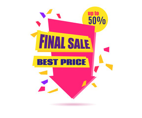 Final Sale Arrow Banner Design.  Vector Sale Illustration for Promotional brochure,booklet,poster, shopping flyer, discount banner.