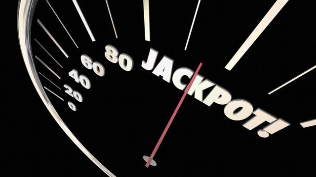 Jackpot Winnings Money Prize Speedometer Words 3d Animation