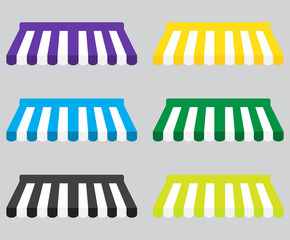 Awning color striped set for store element design
